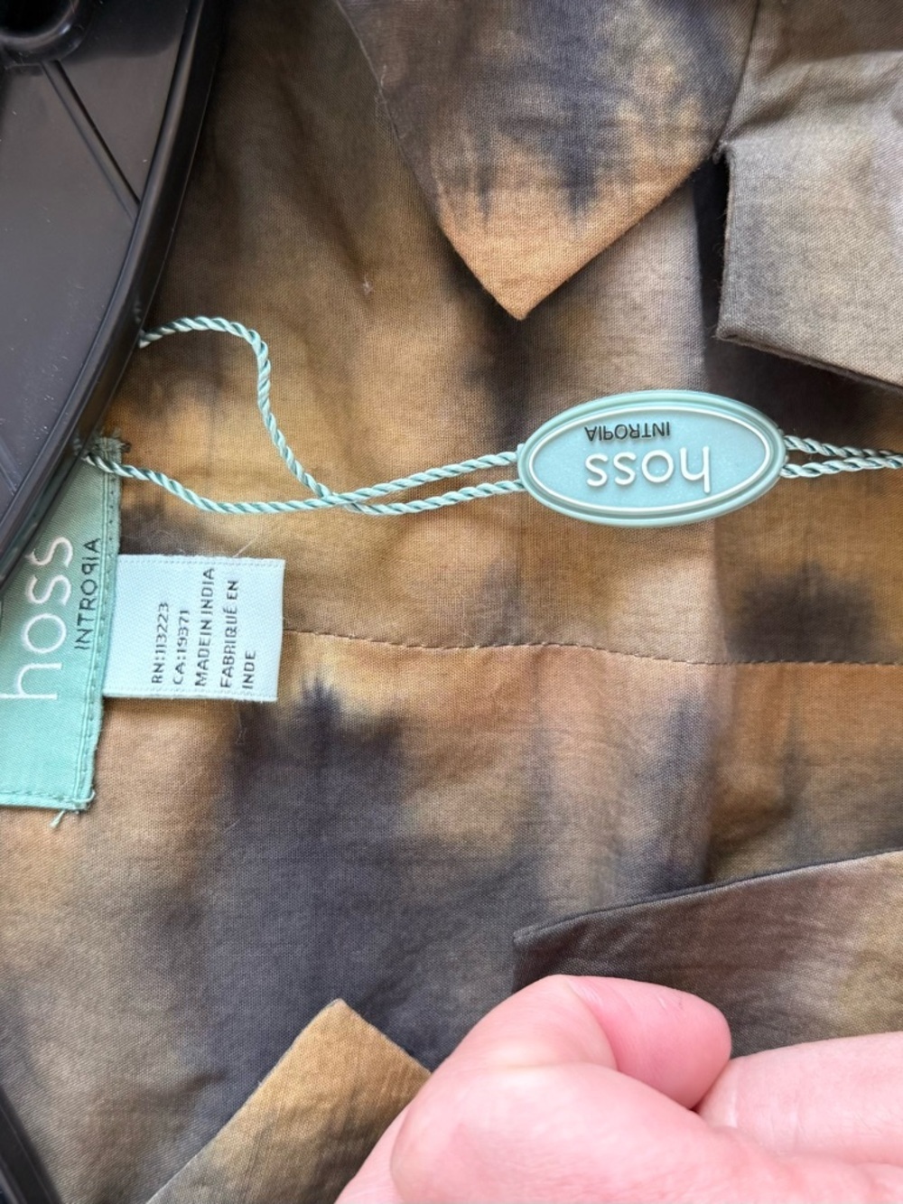 Tie-Dye Midi Shirt Dress in Olive and Brown - Picture 5 of 5